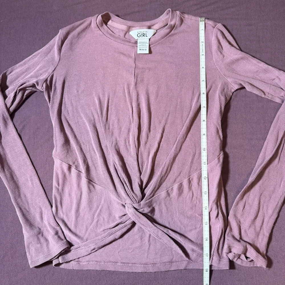 Athleta Girl Give It A Twist Top Long Sleeve Shirt Mauve/Pink - Size M 8/10